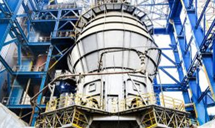Vertical roller cement mill inside the plant